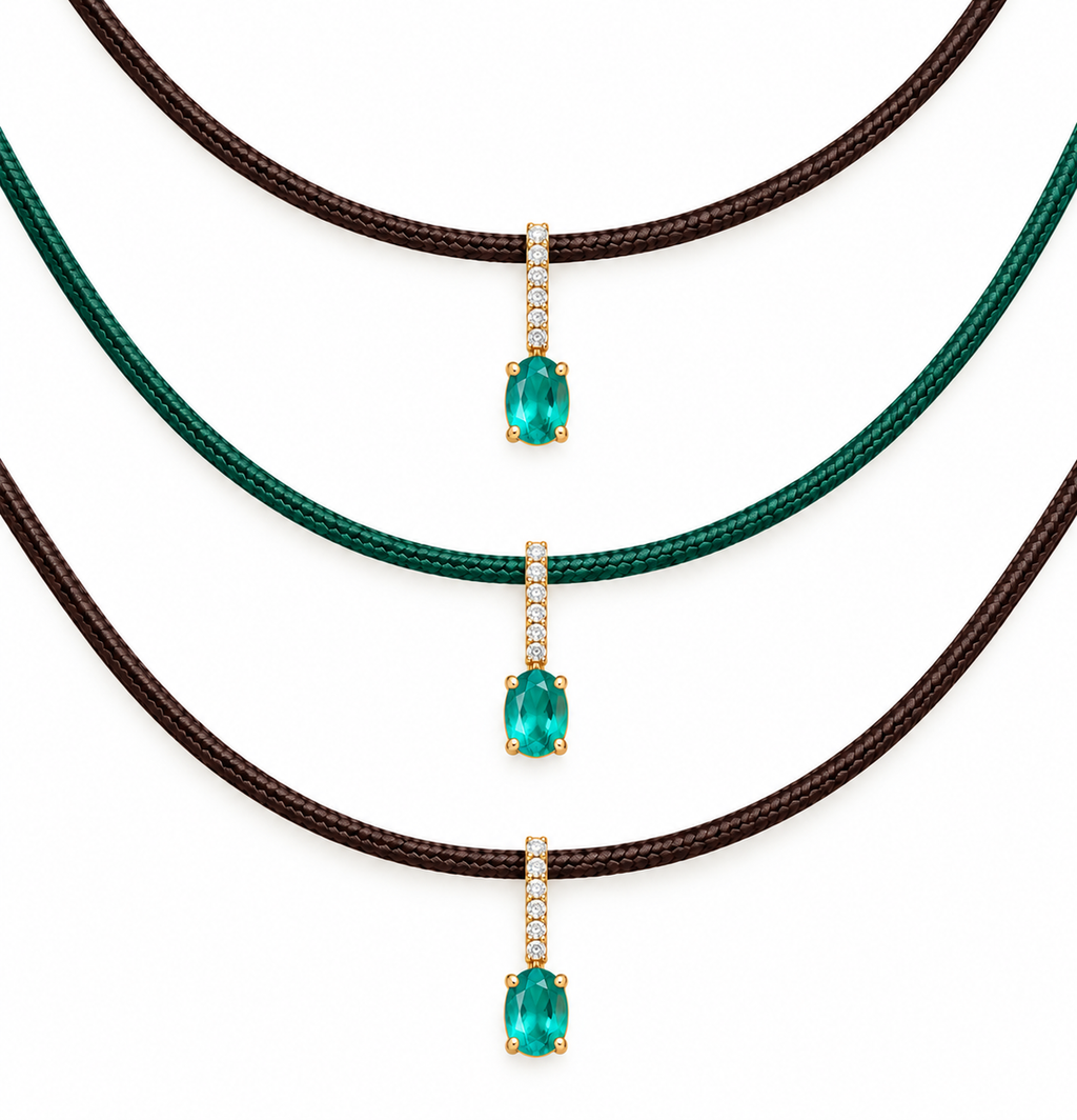 14K Emerald Thread Necklace