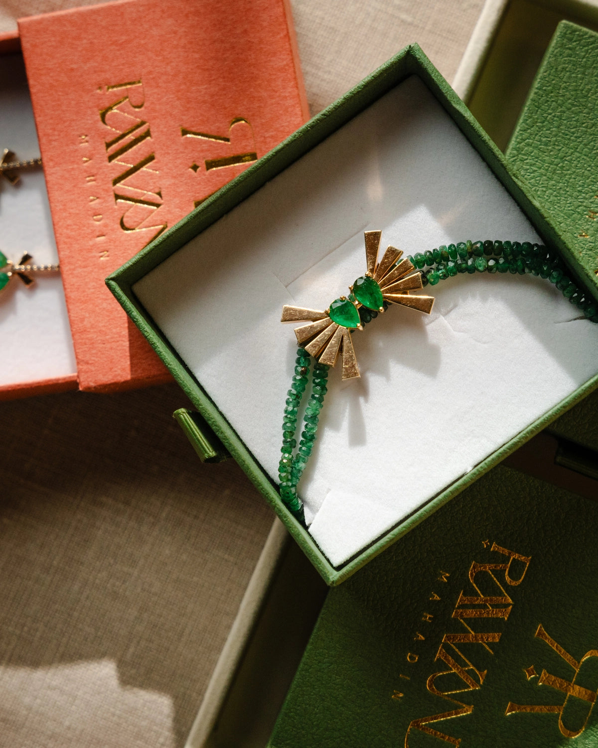 14K Emerald Ray Bracelet