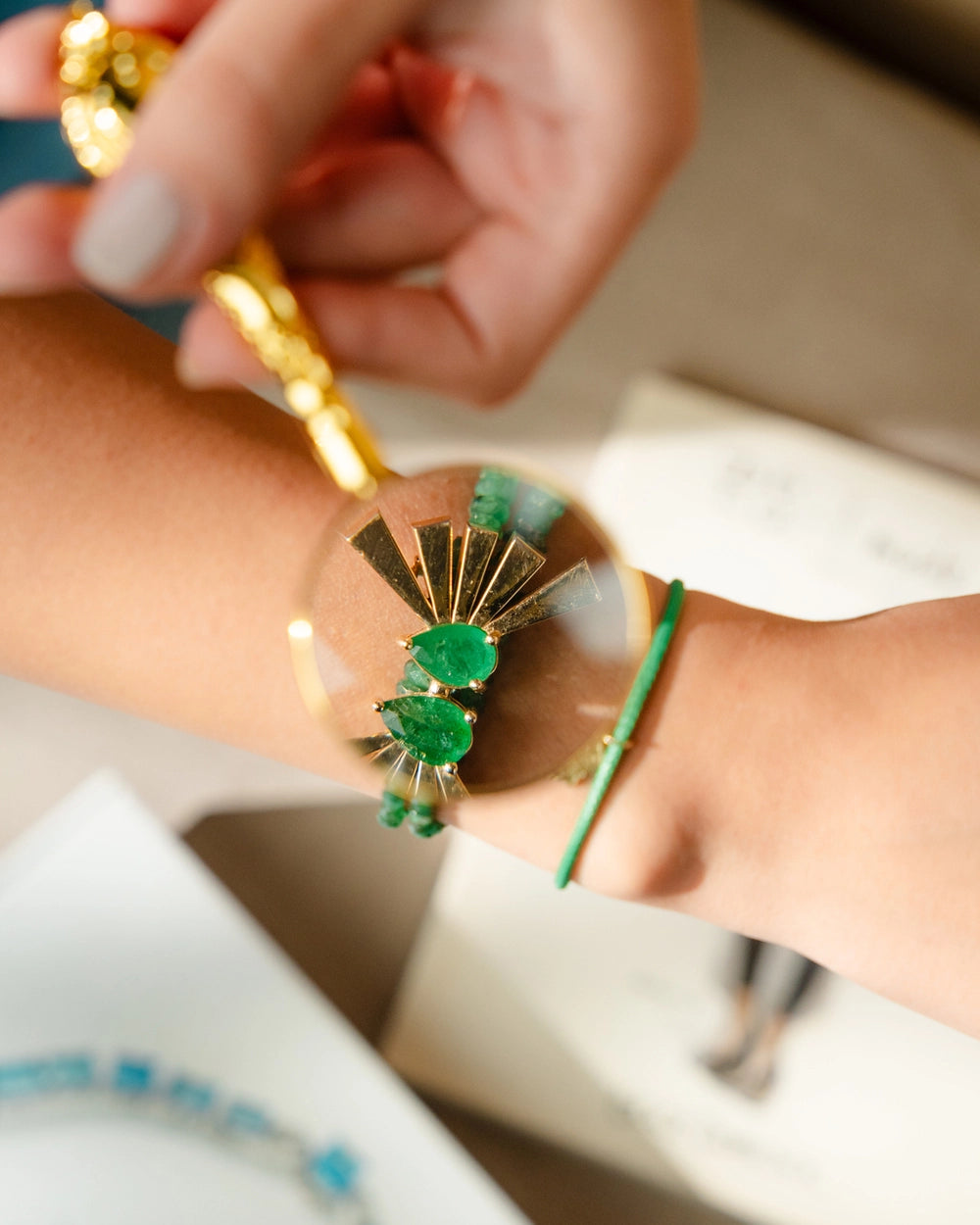 14K Emerald Ray Bracelet