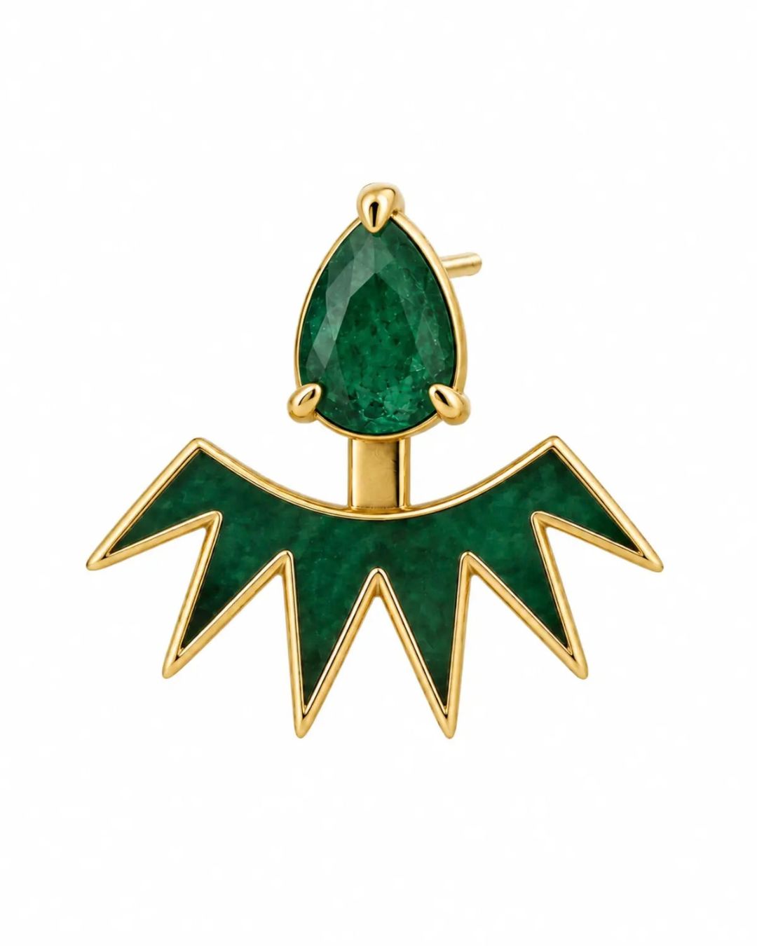 18K Emerald Ray Earring