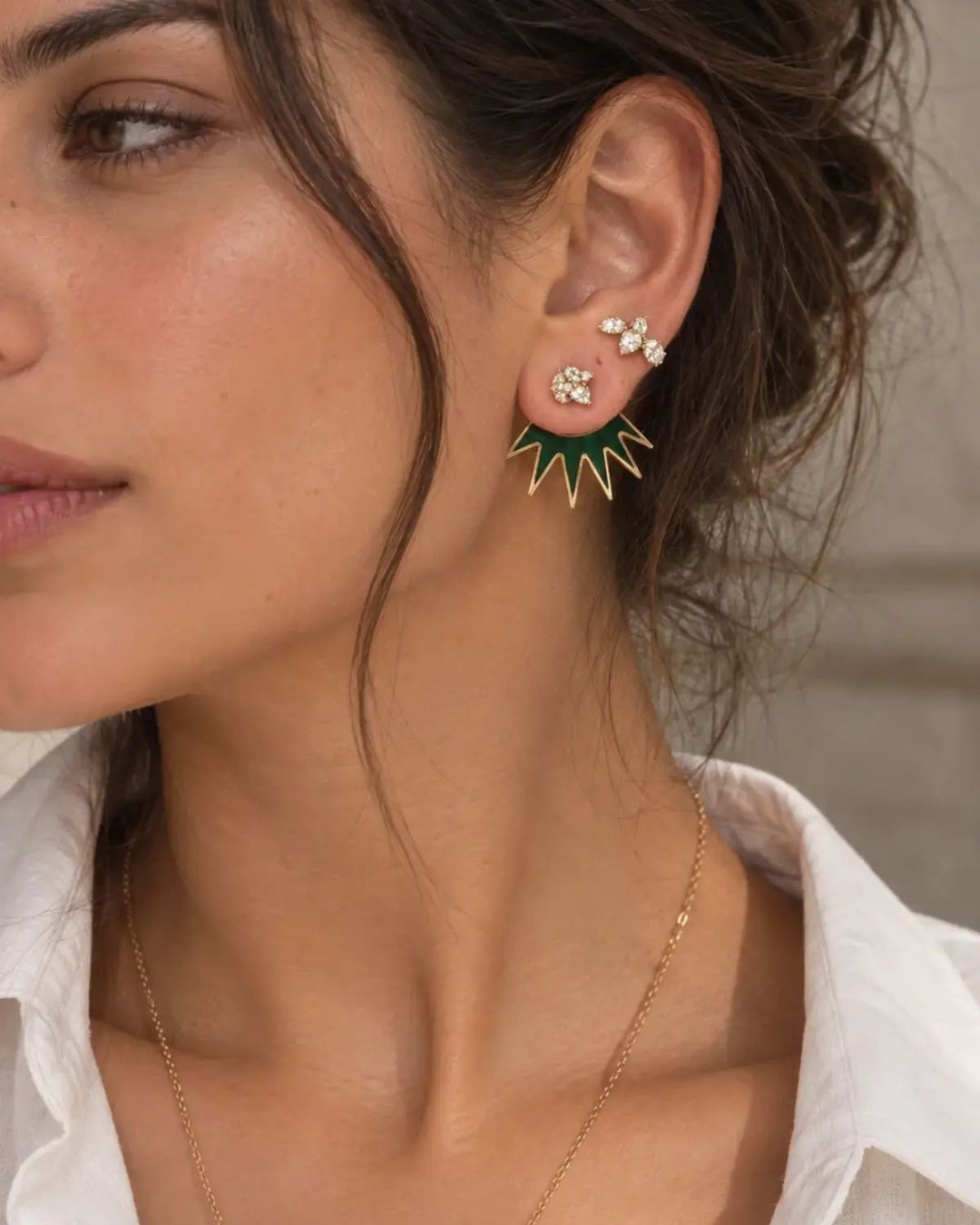 18K Emerald Ray Earring