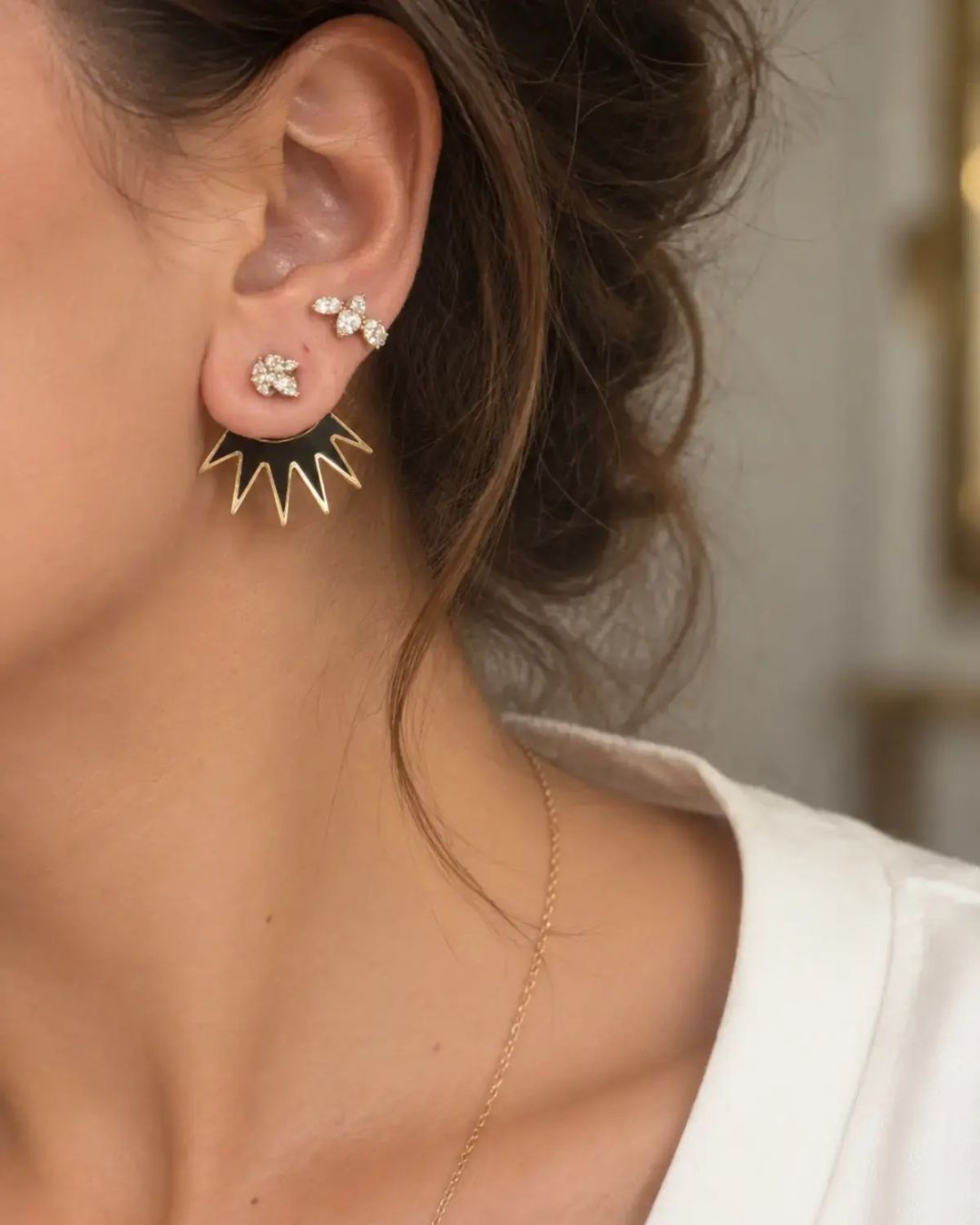 18K Emerald Ray Earring