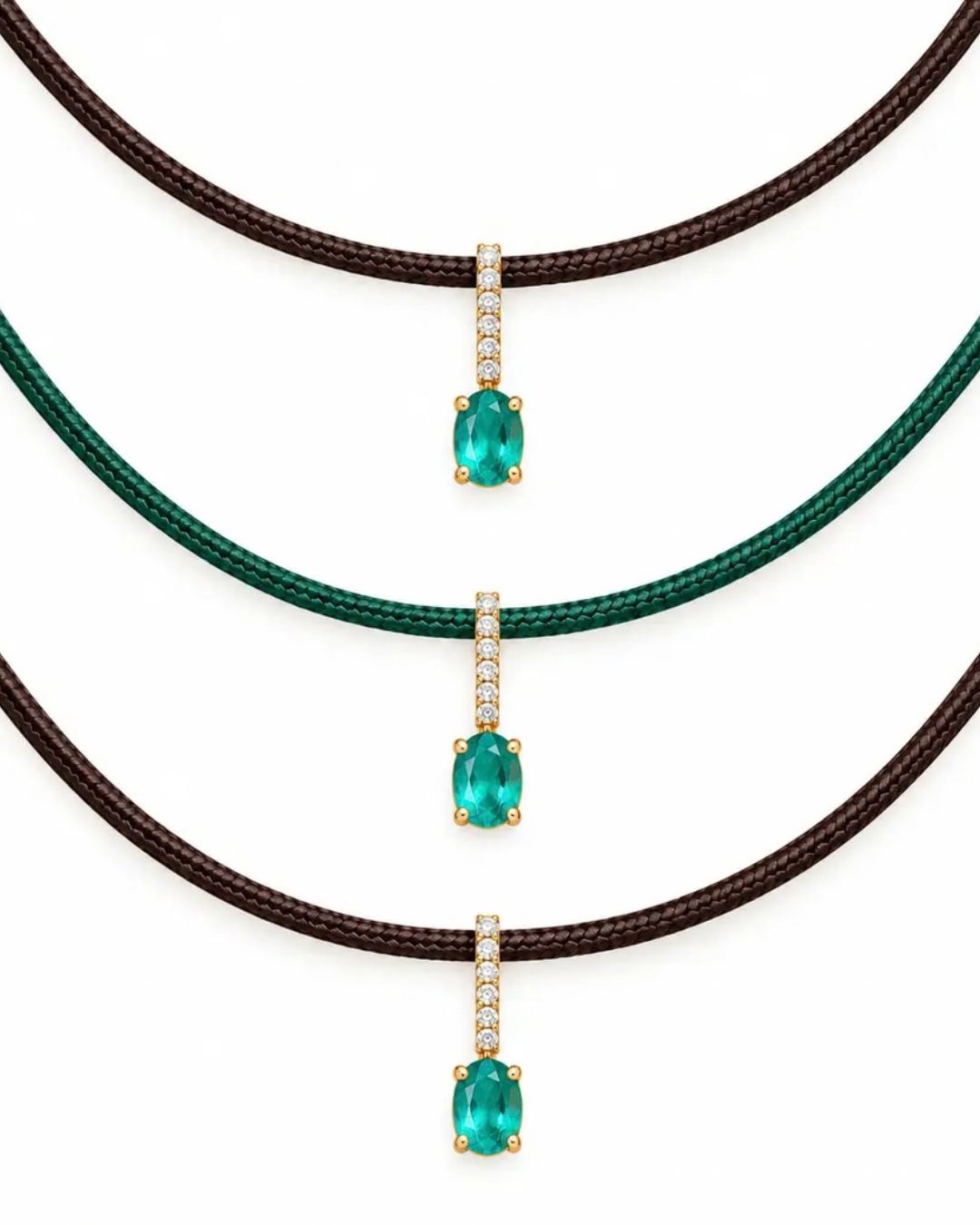 14K Emerald Thread Necklace